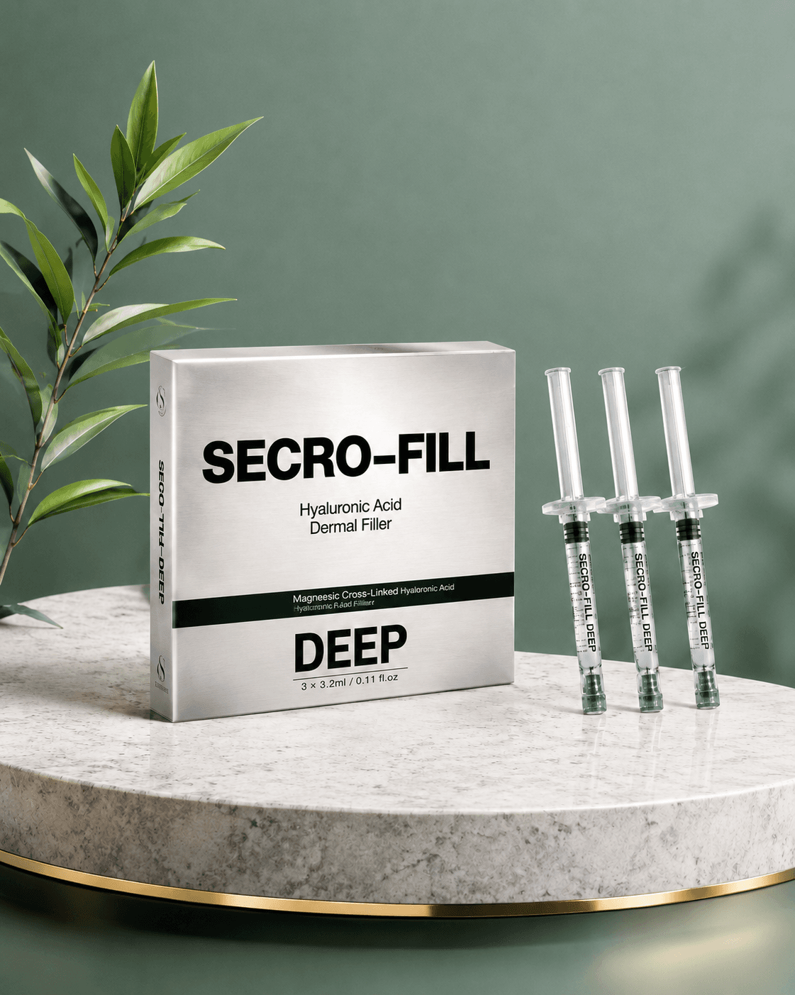 SECRO-FILL DEEP box with three pre-filled syringes